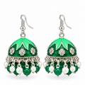 Verdant Leaf Enamel Jhumkas
