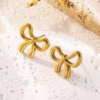 Exquisite Stainless steel Gold Bow Earrings