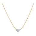 Diamond Heart Pendant Necklace - Stainless Steel
