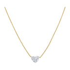 Diamond Heart Pendant Necklace - Stainless Steel