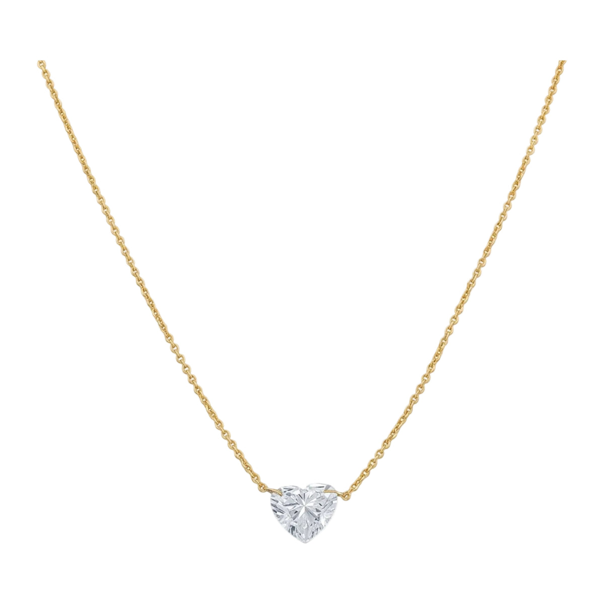 Diamond Heart Pendant Necklace - Stainless Steel