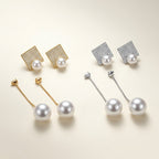 Geometric Rhinestone And Faux Pearl Double-Sided