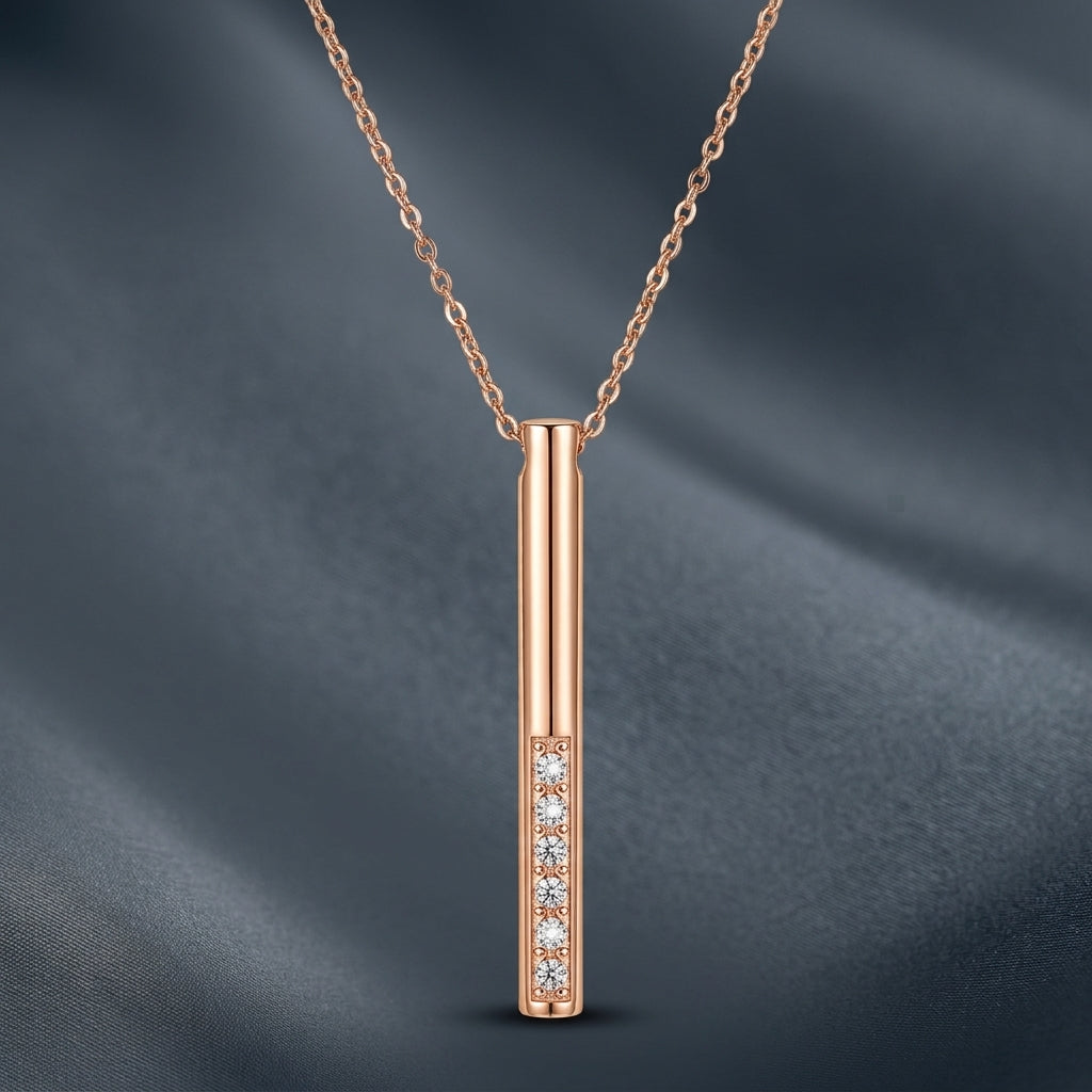 Rose gold-toned vertical bar pendant necklace