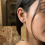 Gold-Plated Rectangular Long Dangler Earrings