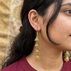 Traditional Long, Multi-Layered Golden Jhumka