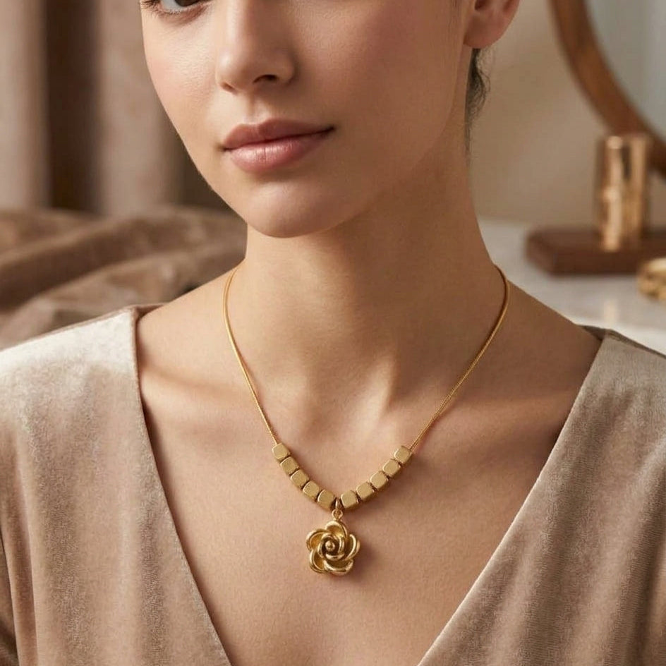 Gilded Rose Pendant For Woman