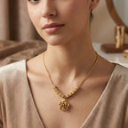 Gilded Rose Pendant For Woman