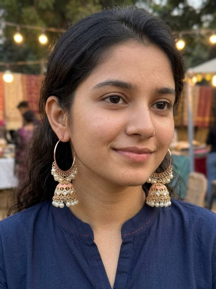 Midnight Pearl Jhumkas For Women