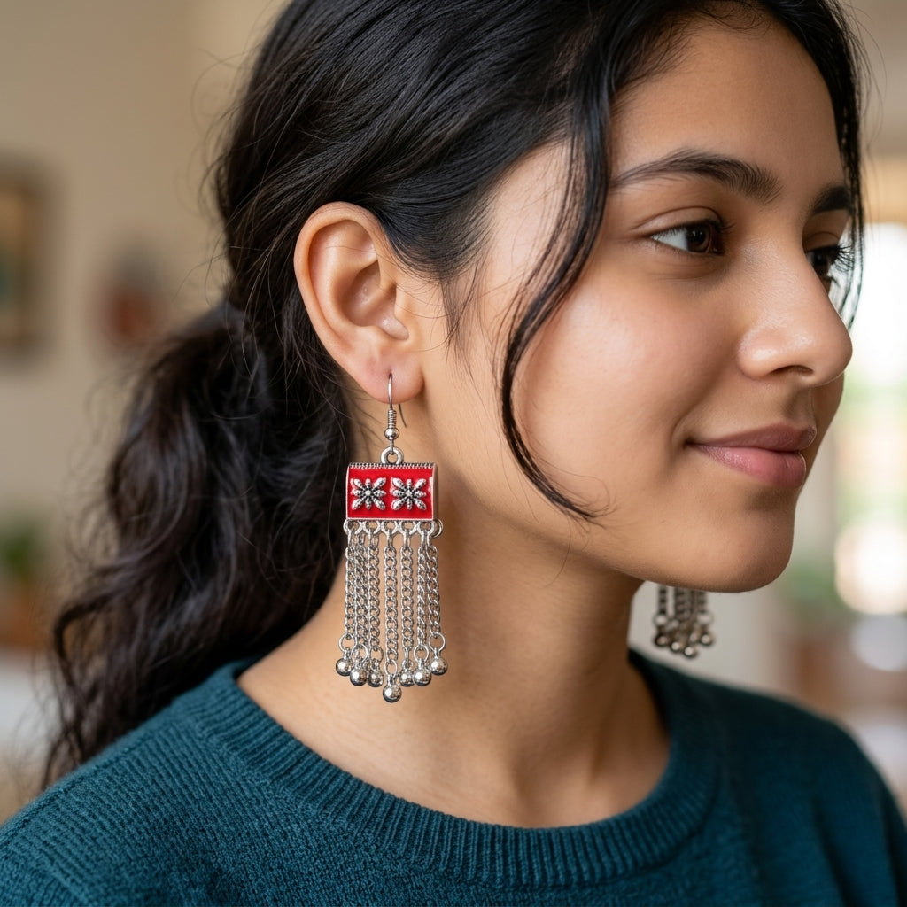 Kashmiri Heritage Chain Danglers