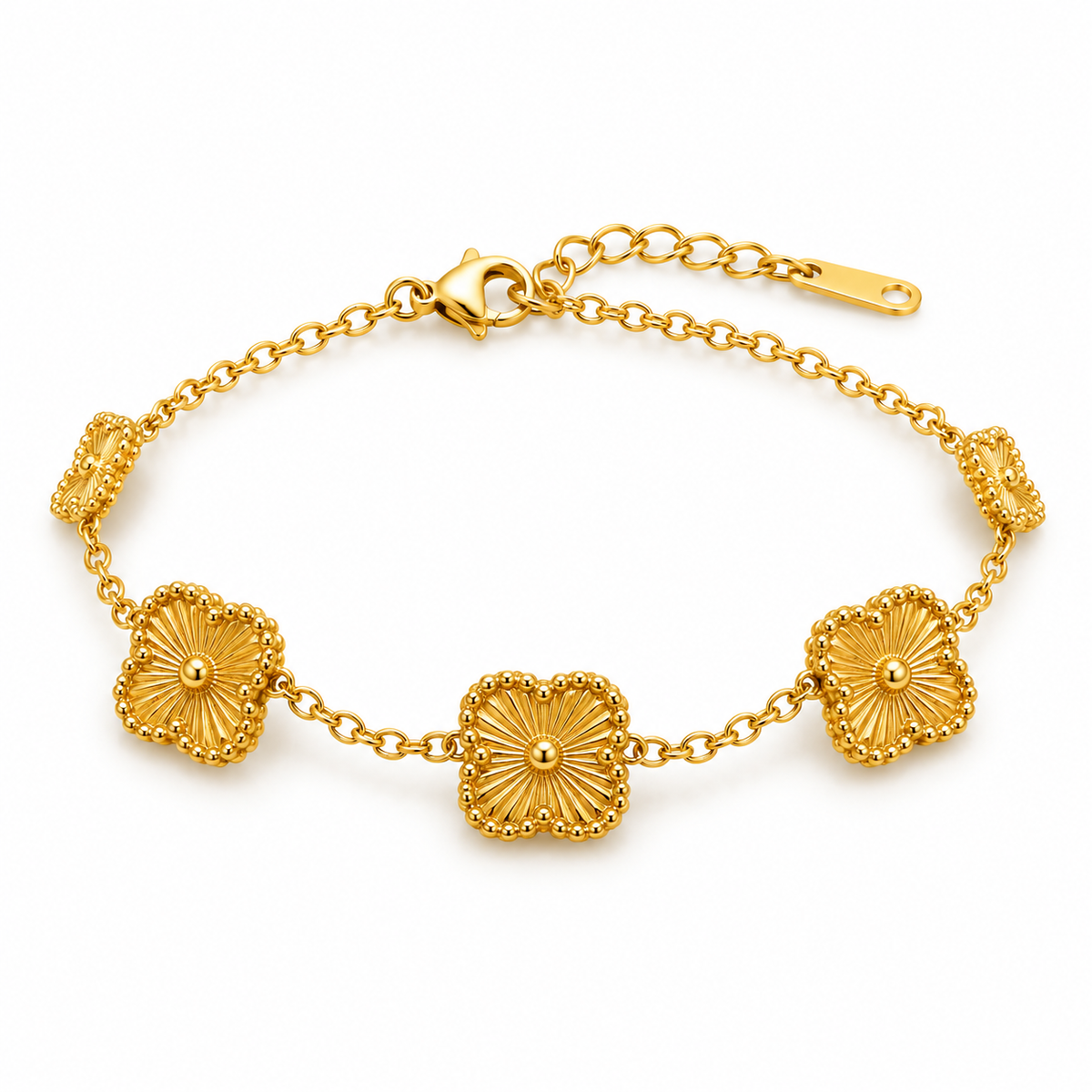Gold Clover Charm Bracelet Beautiful Style