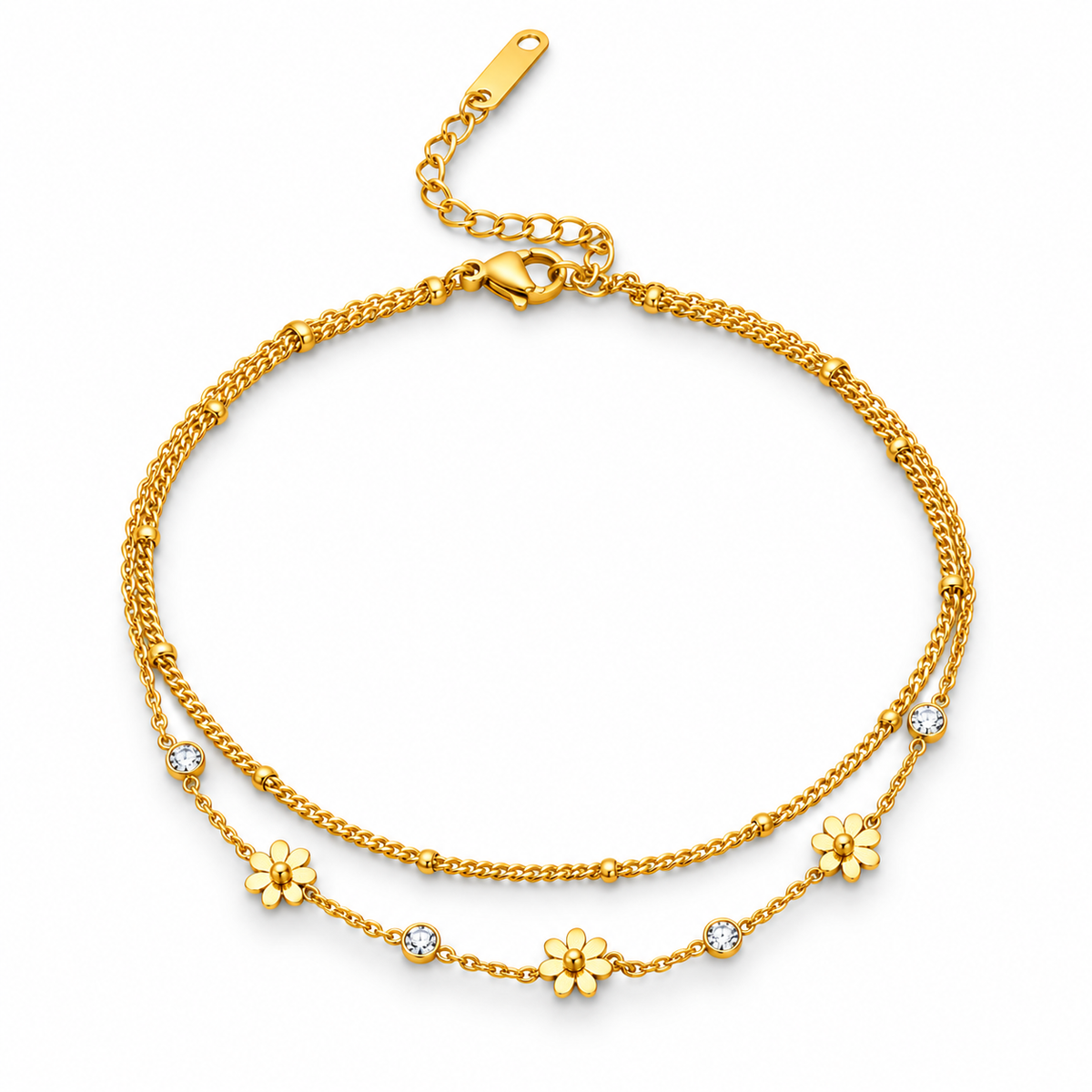 Elegant And Cute Gold Flower Charm Bracelet