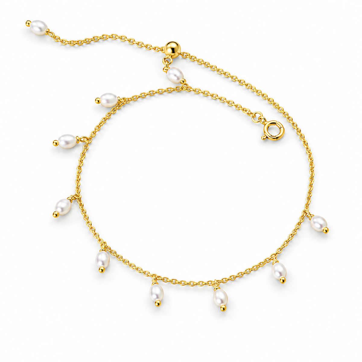dangling teardrop-shaped pearls Anklet and Bracelet