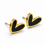Black and White Heart design stud earrings