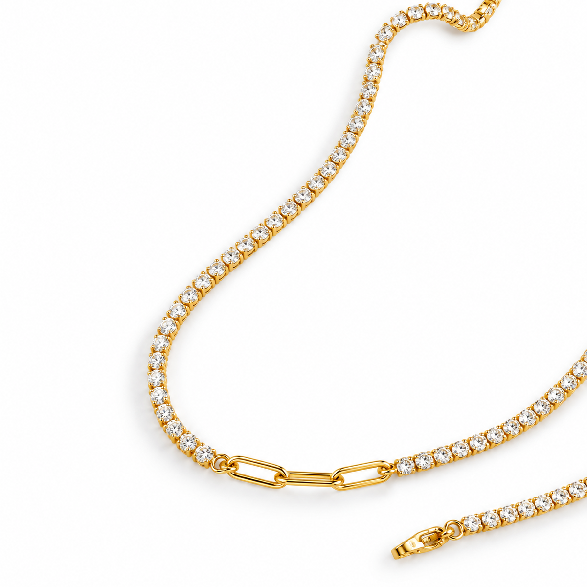 stainless steel - A cubic zirconia tennis necklace