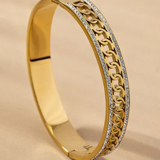 Double Zircon Chain Pattern Bangle