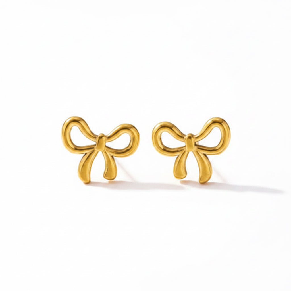 Exquisite Stainless steel Gold Bow Earrings