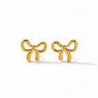 Exquisite Stainless steel Gold Bow Earrings