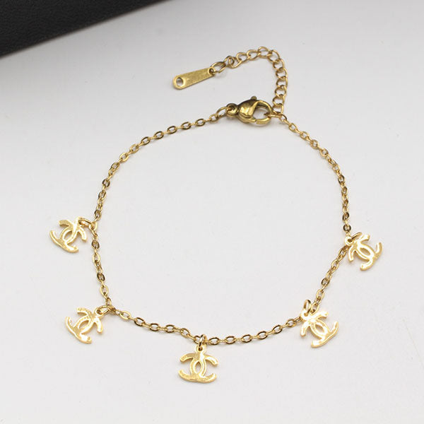 Women's gold anklet chain bracelet, foot jewelry