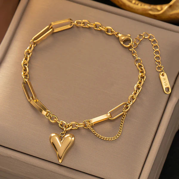 Gold Plated Heart Charm Link