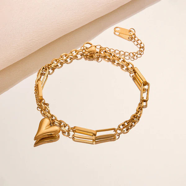 Gold Plated Heart Charm Link