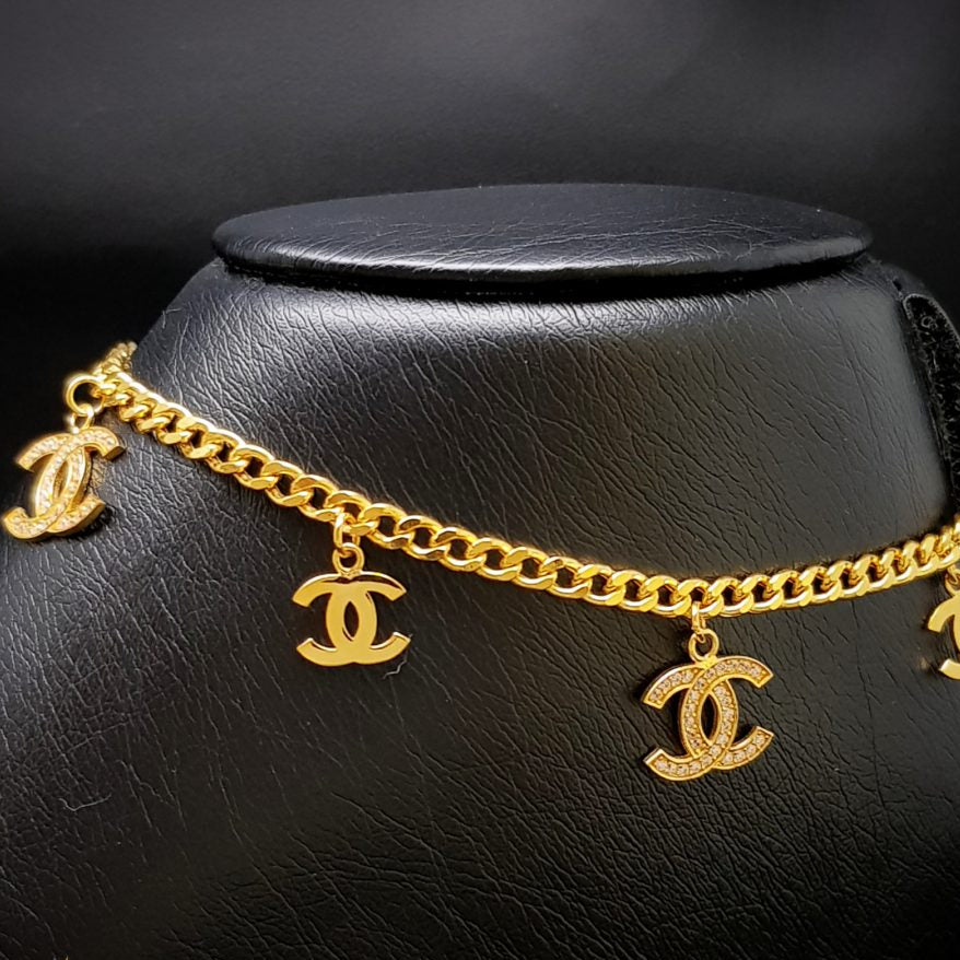 Women's gold anklet chain bracelet, foot jewelry
