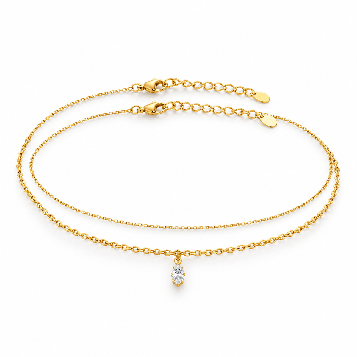 Stainless steel One stone zarcon anklet - Each
