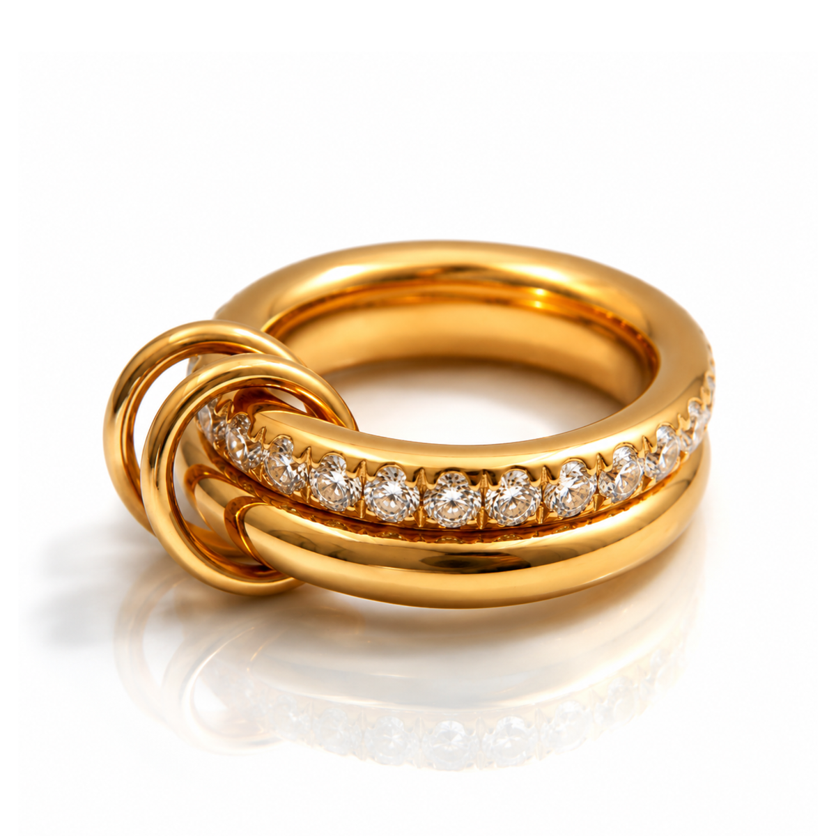 Golden Double Layer Zircon Ring