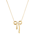 Heart Bow Tie Gold Pendant Necklace