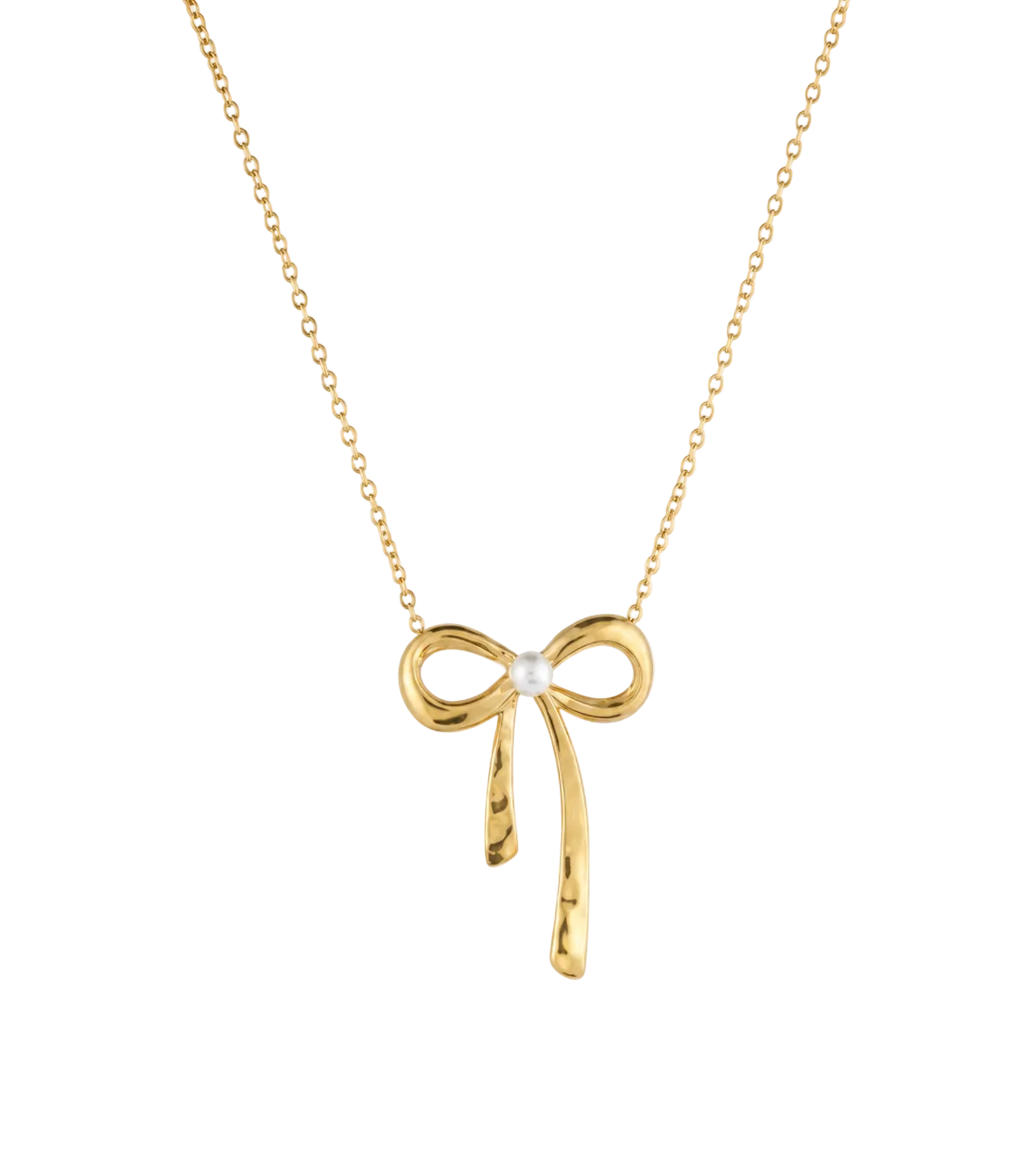 Heart Bow Tie Gold Pendant Necklace