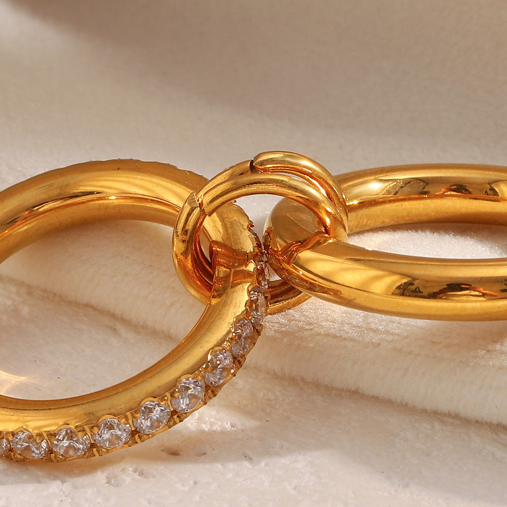 Golden Double Layer Zircon Ring
