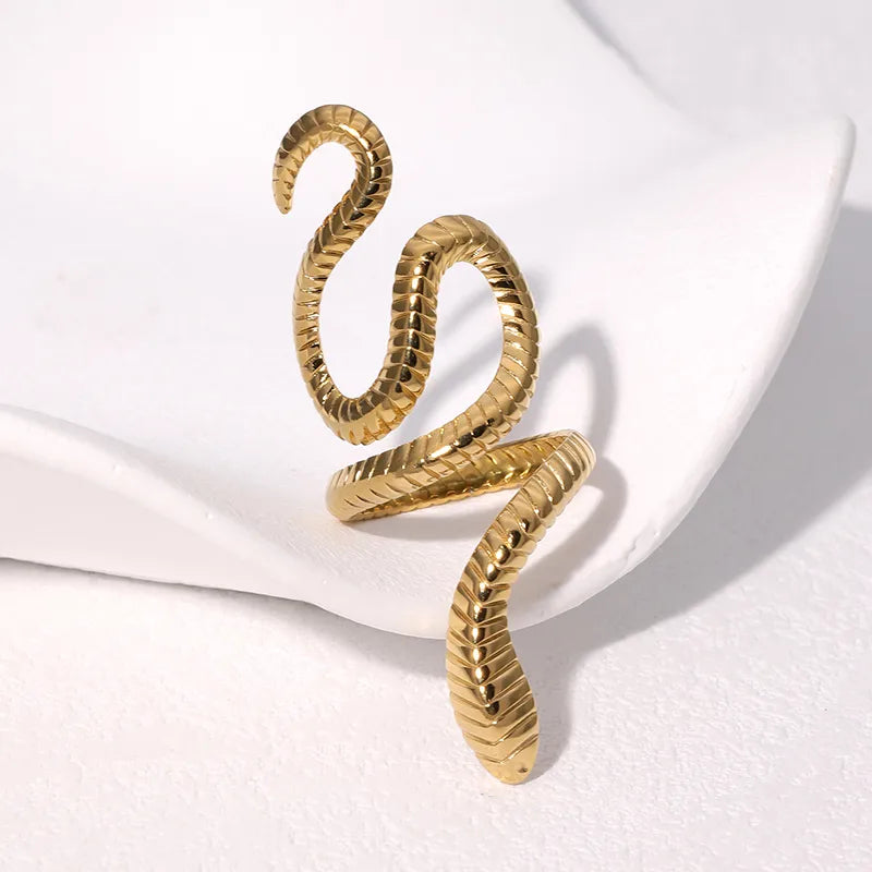 Snake Shaped Open Ring - Silver