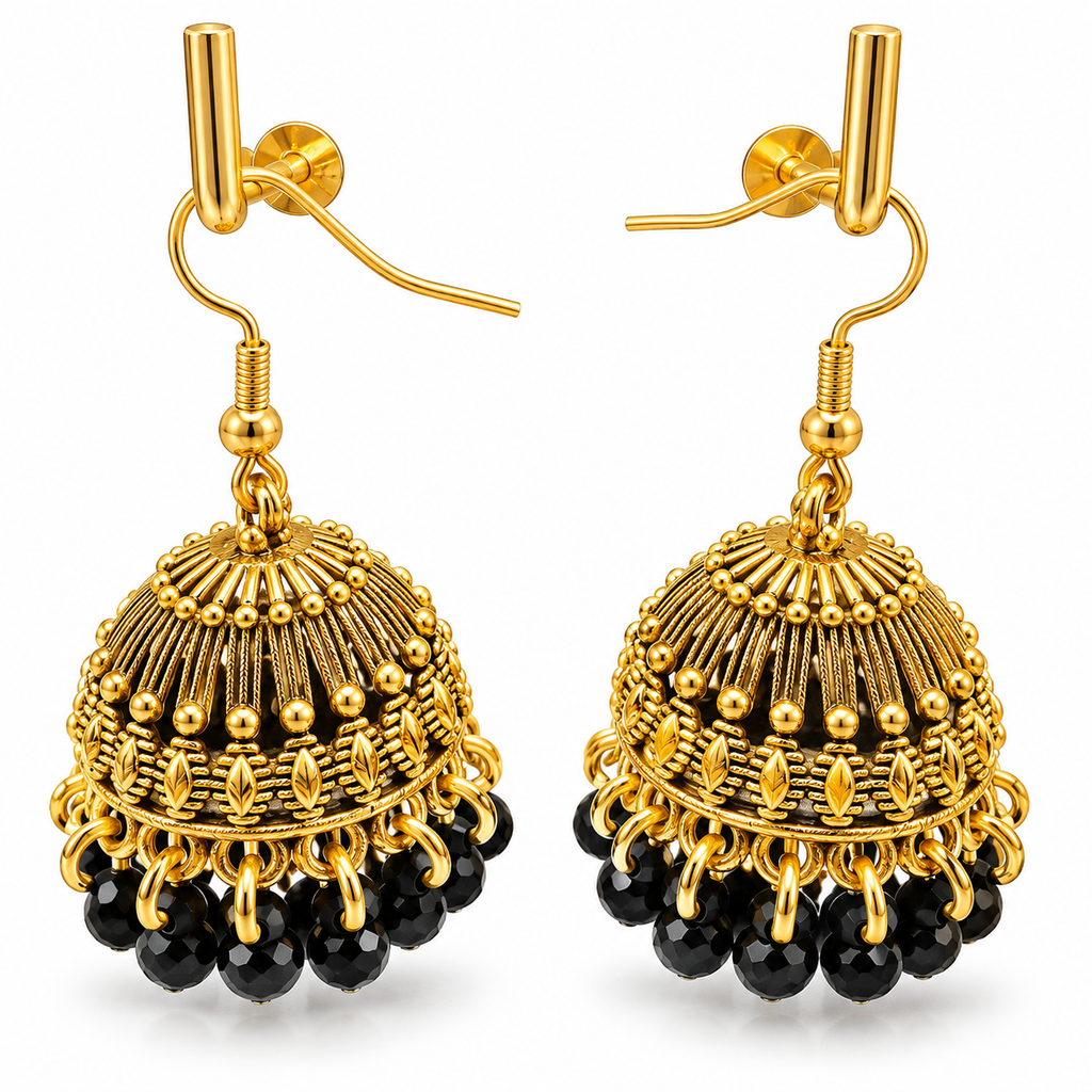 Golden Dome-Shaped Drop Jhumka