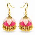 Pink Lotus Meenakari Jhumka