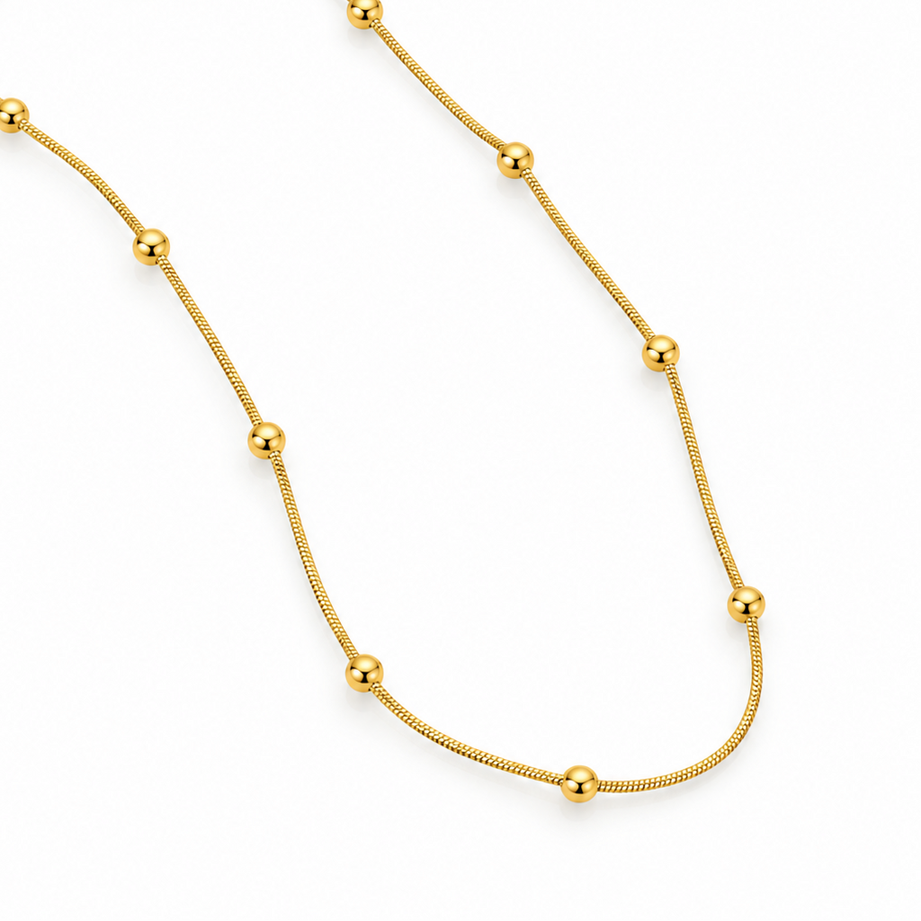 Minimal Gold Bead Necklace For Women