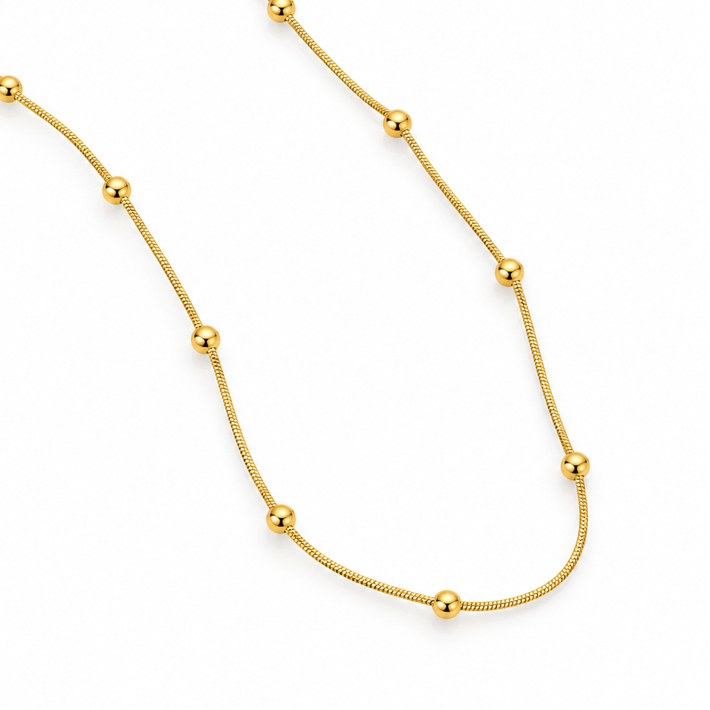 Minimal Gold Bead Necklace For Women