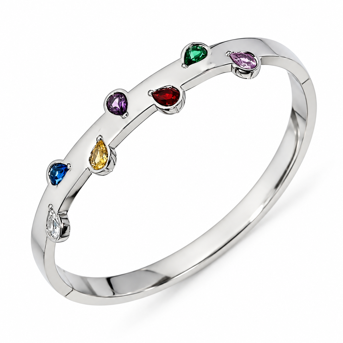 Asymmetric Heart Zircon Stainless Steel Bracelet