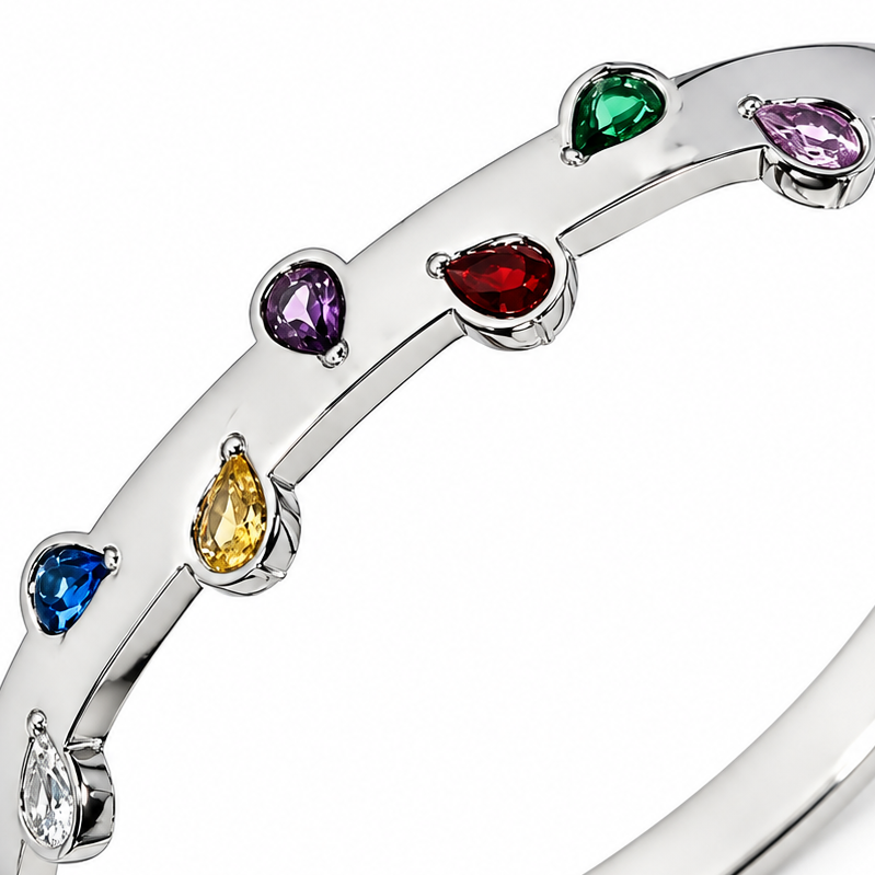 Asymmetric Heart Zircon Stainless Steel Bracelet
