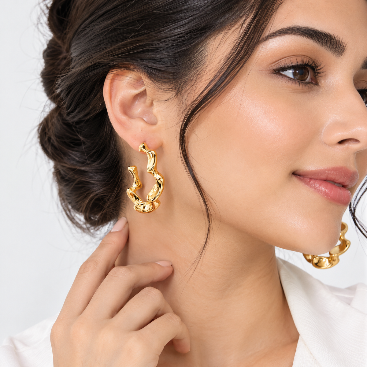 Brand Chunky Irregular Textured Hoop Earrings