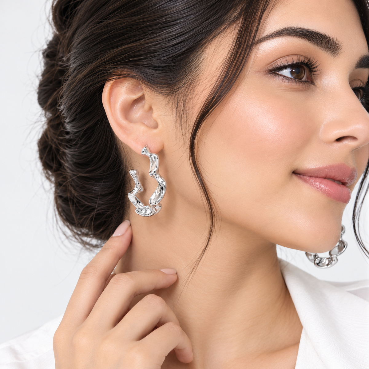 Brand Chunky Irregular Textured Hoop Earrings