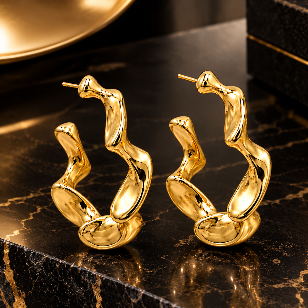 Brand Chunky Irregular Textured Hoop Earrings