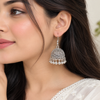 Antique Jhumka Earrings with Silver Pearls