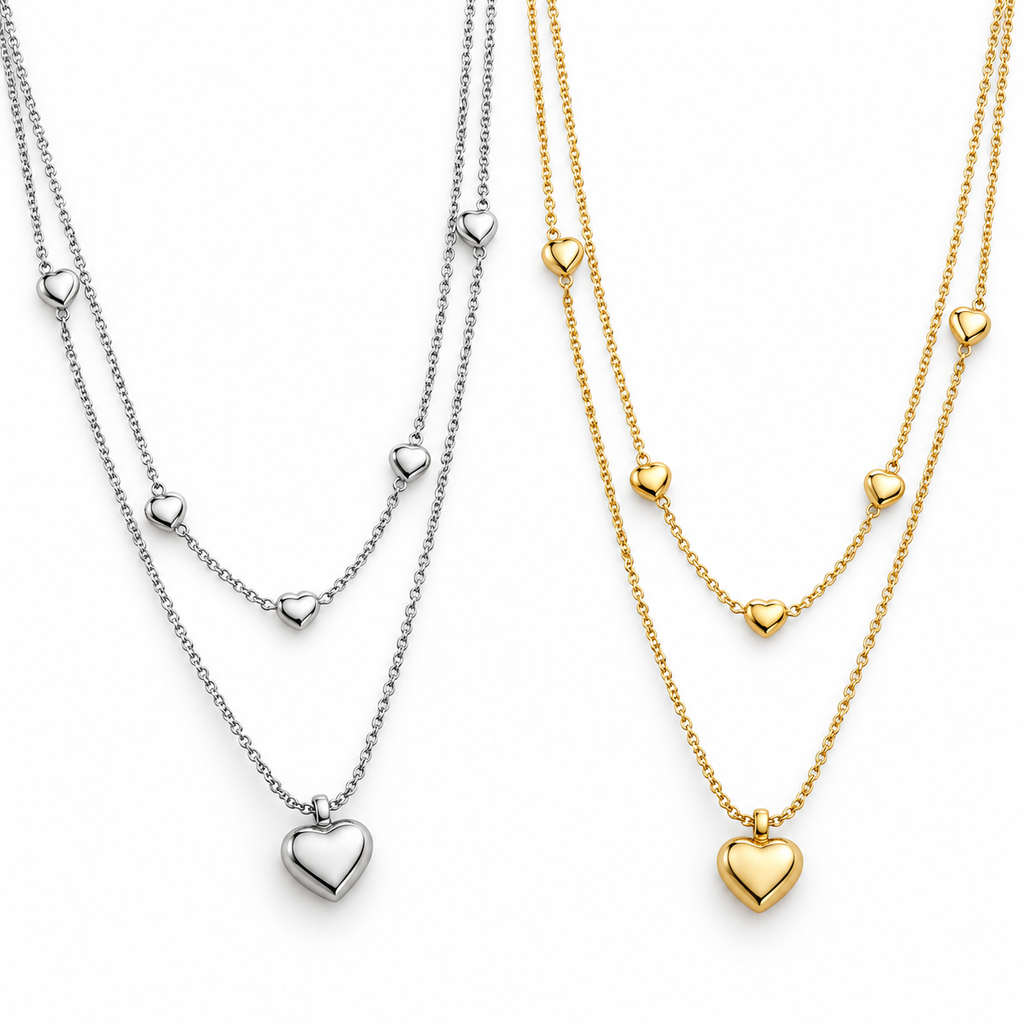 Love Heart Pendant Layered Necklace