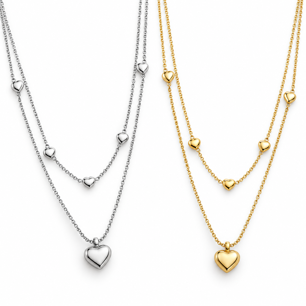 Love Heart Pendant Layered Necklace
