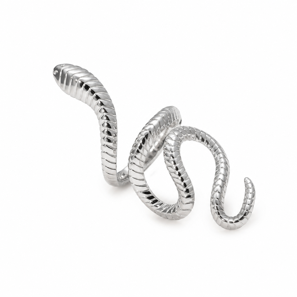 Snake Shaped Open Ring - Silver