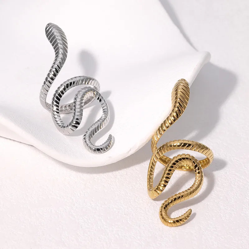 Snake Shaped Open Ring - Silver