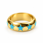 Linus - Stars Emaille Gold Band Ring