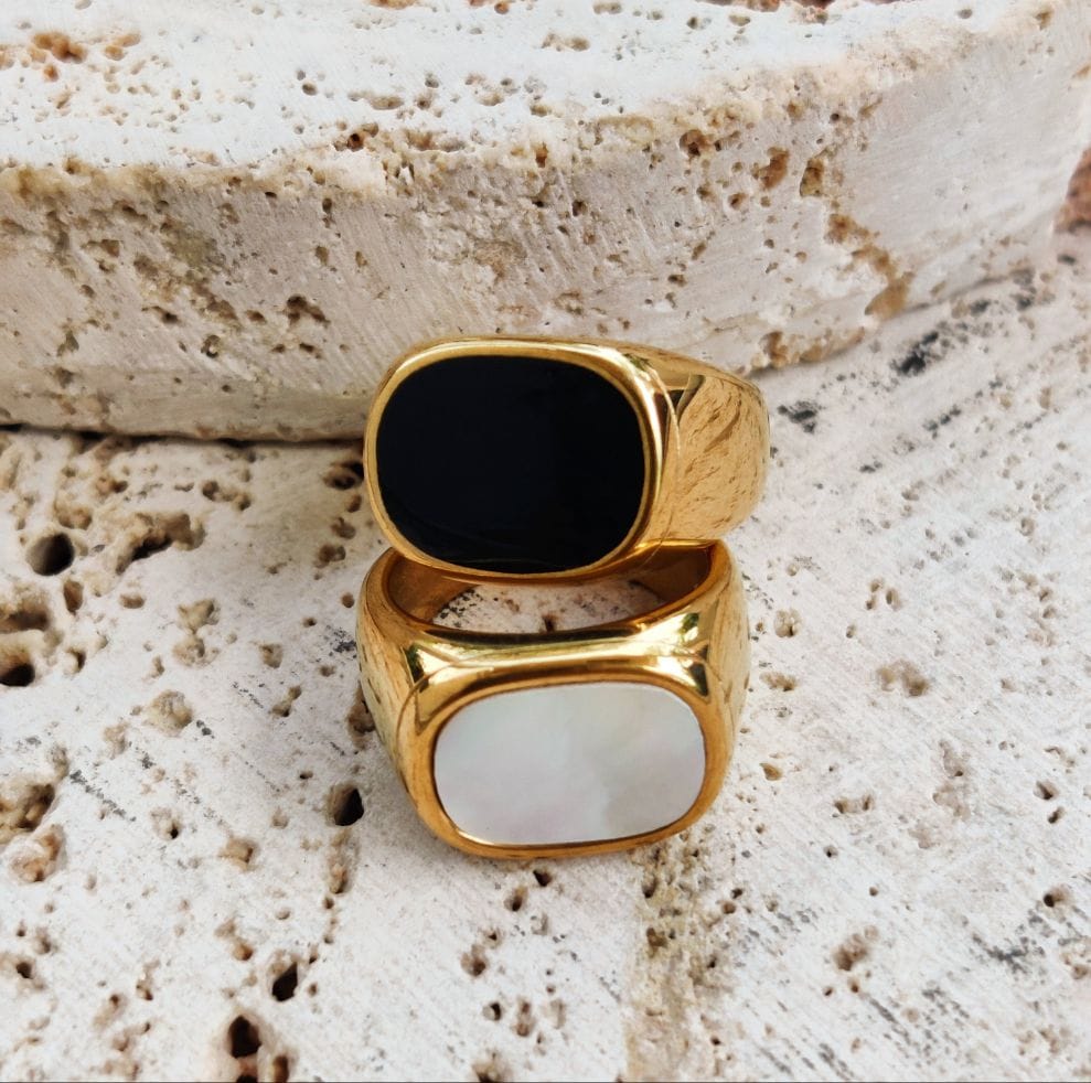 Ramsey Signet Black & White – Bold & Masculine Stainless Steel