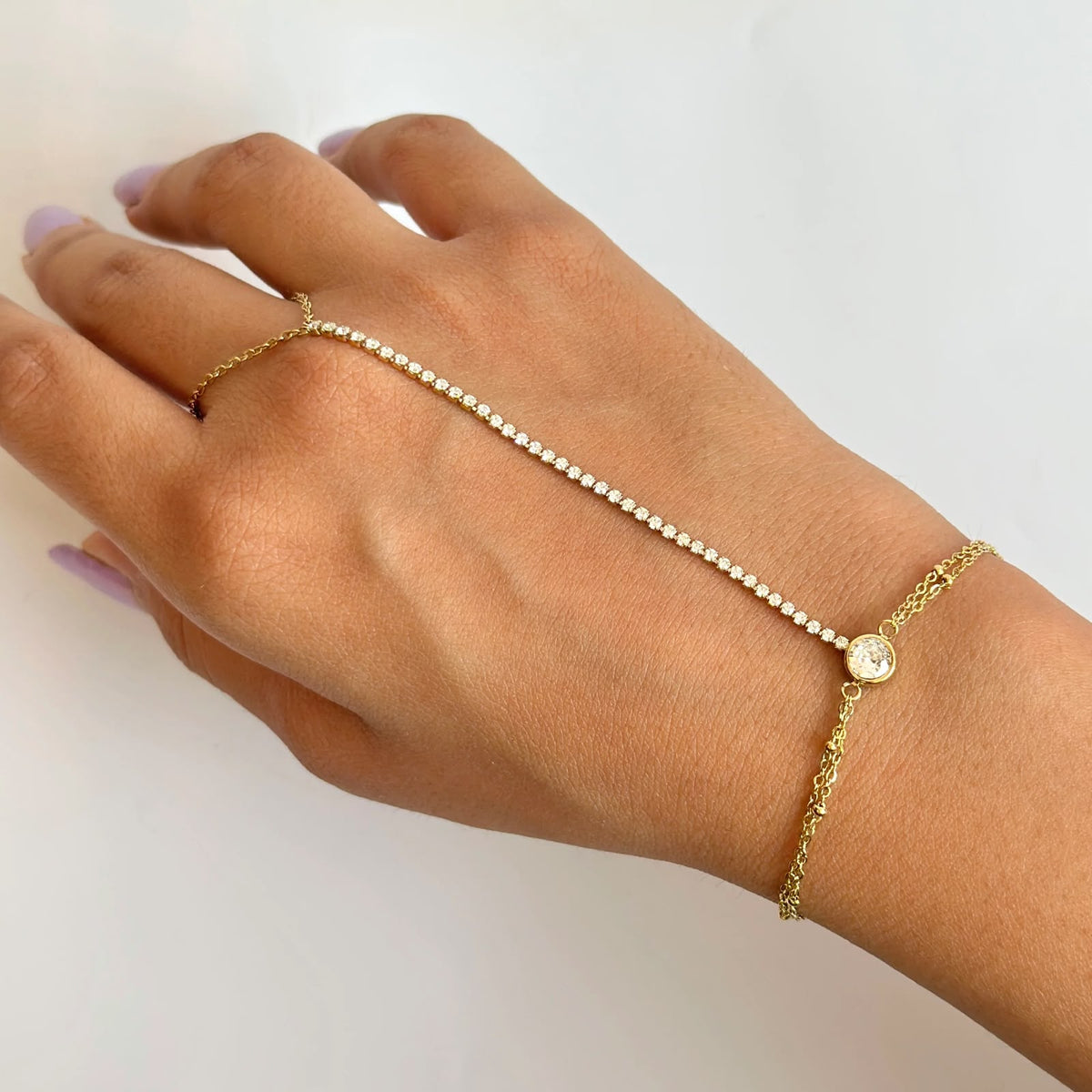 Gouden hand chain armband