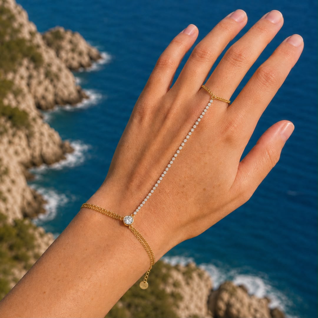 Gouden hand chain armband