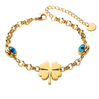 Four Leaf Clover & Evil Eye Charm Bracelet